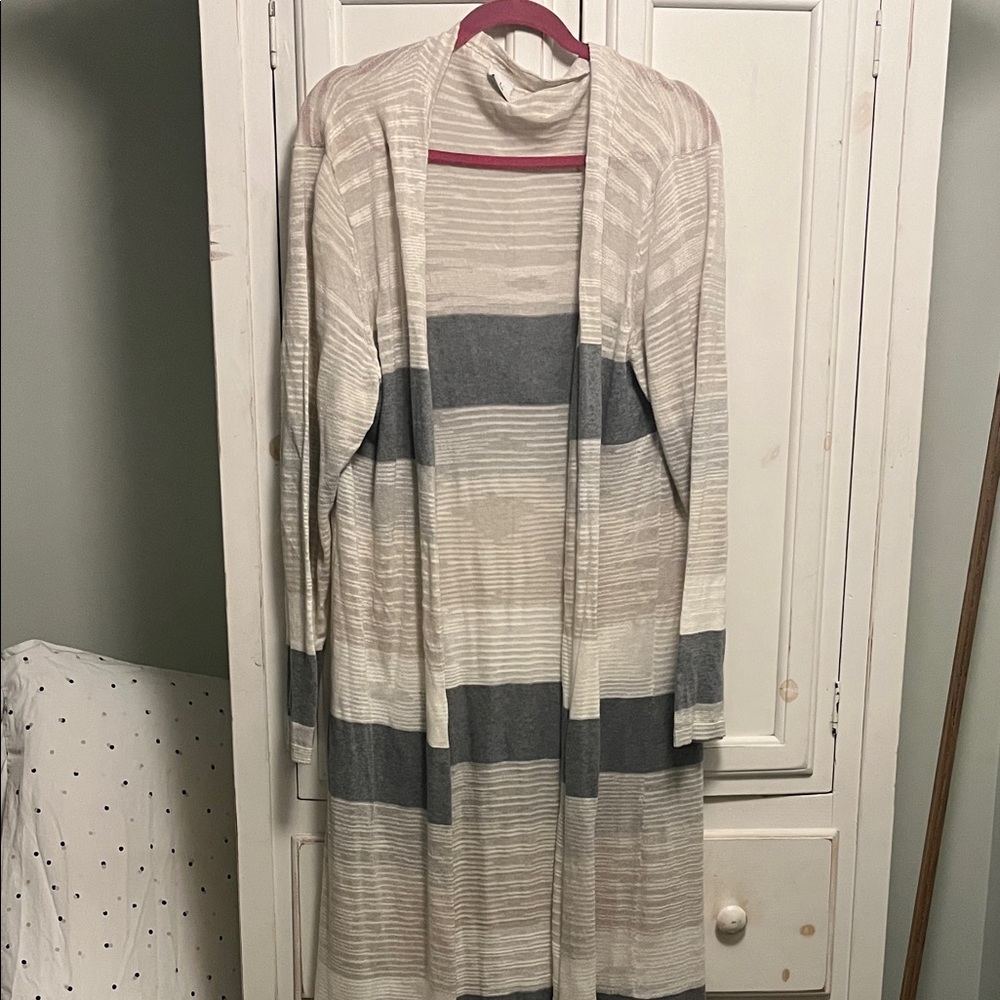 Striped Long Knit Duster